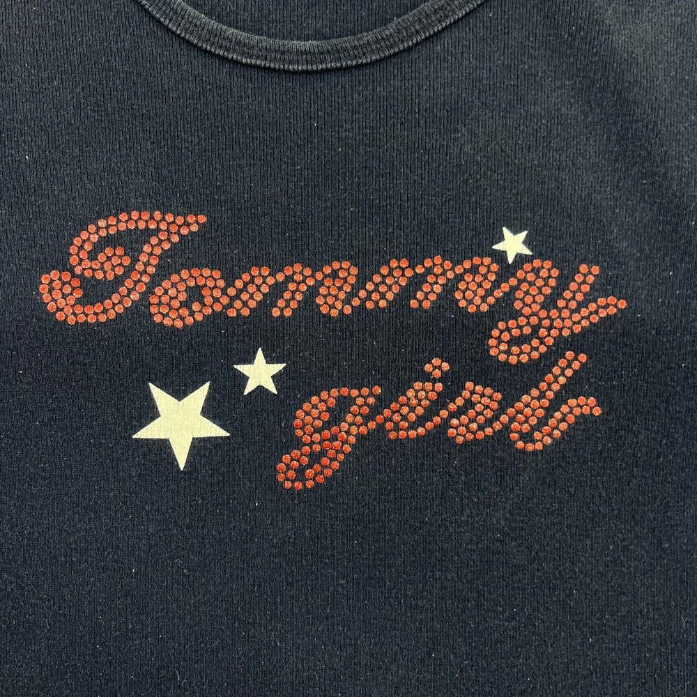Tommy Girl Jeans Vintage Navy Blue Long Sleeve Rhinestone Star Shirt Womens M - Picture 5 of 13